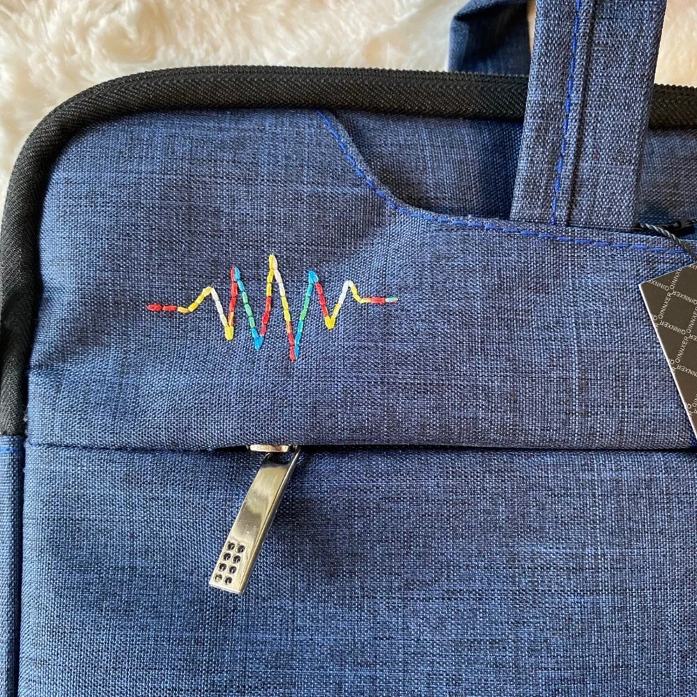 Qinnxer Laptop Messenger Bag Unisex Blue‎ 16 inch Heathered Fleece Lined New